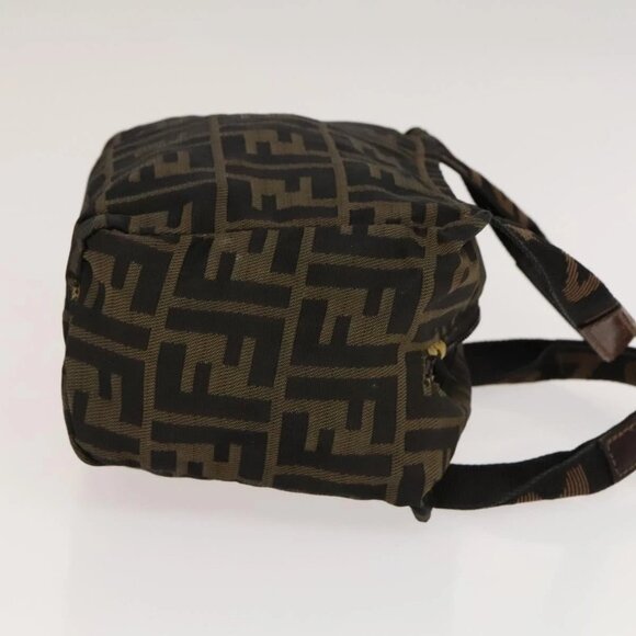 FENDI Zucca Canvas Hand Bag Leather 2 Set Light Blue Black Brown Auth 132508 - Picture 10 of 15